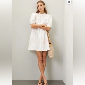 Hofmann Copenhagen Soleste Dress White Button Front Mini Dress Sz 40